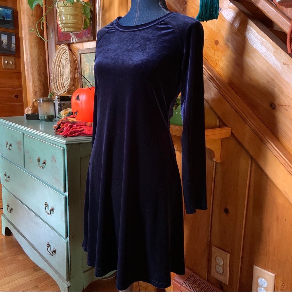 Beautiful Blue VINTAGE VELVET Skater dress